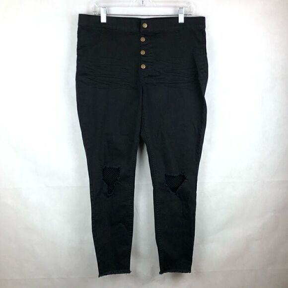 NWT Zeza B Sz XL Black Destroyed Mesh Jegg… - Picture 1 of 8
